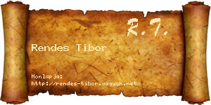Rendes Tibor névjegykártya